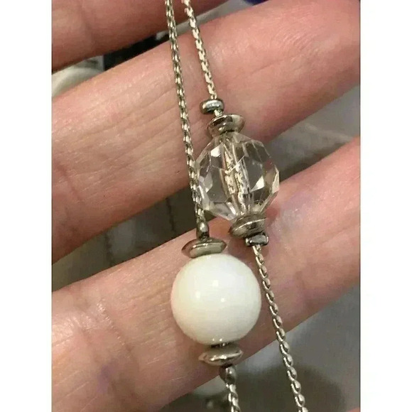 Multistrand Black White Clear Beaded Faceted Bead Necklace with Extender - Picture 6 of 16